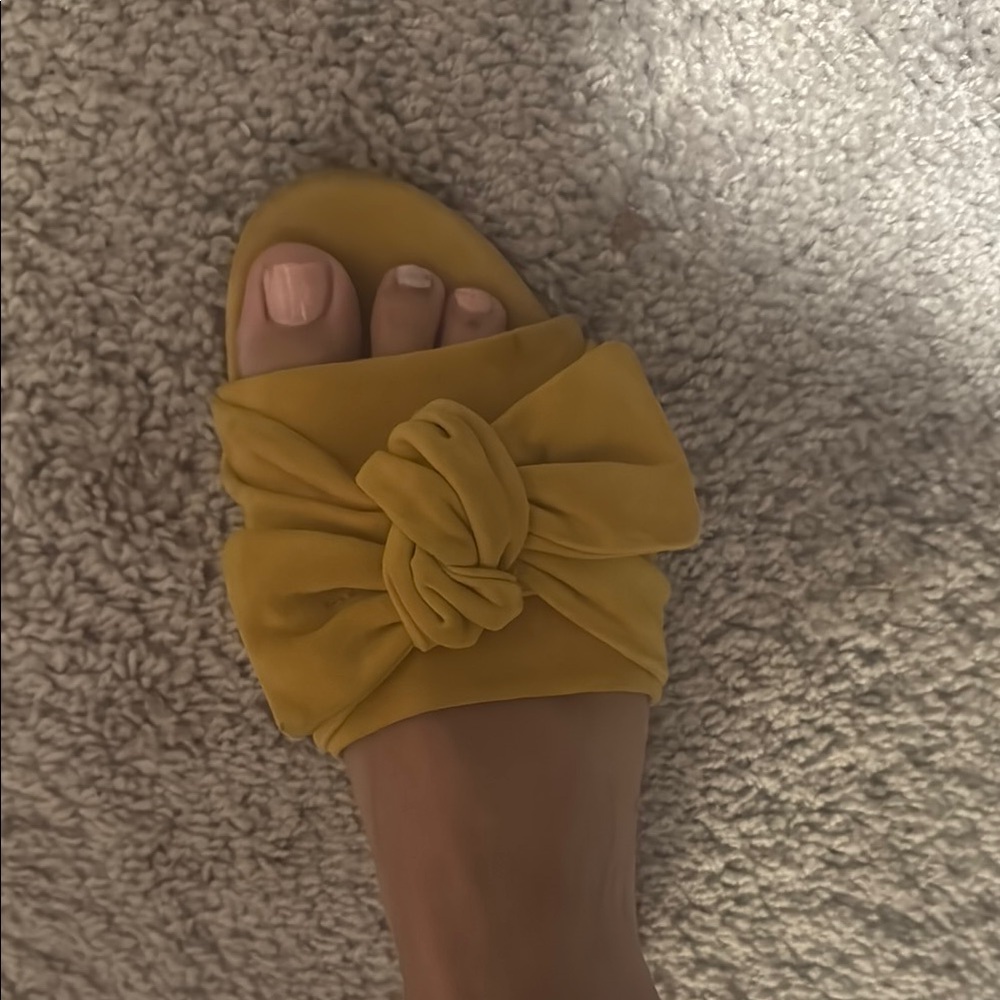 Tory Burch Yellow Bow Slide Sandals